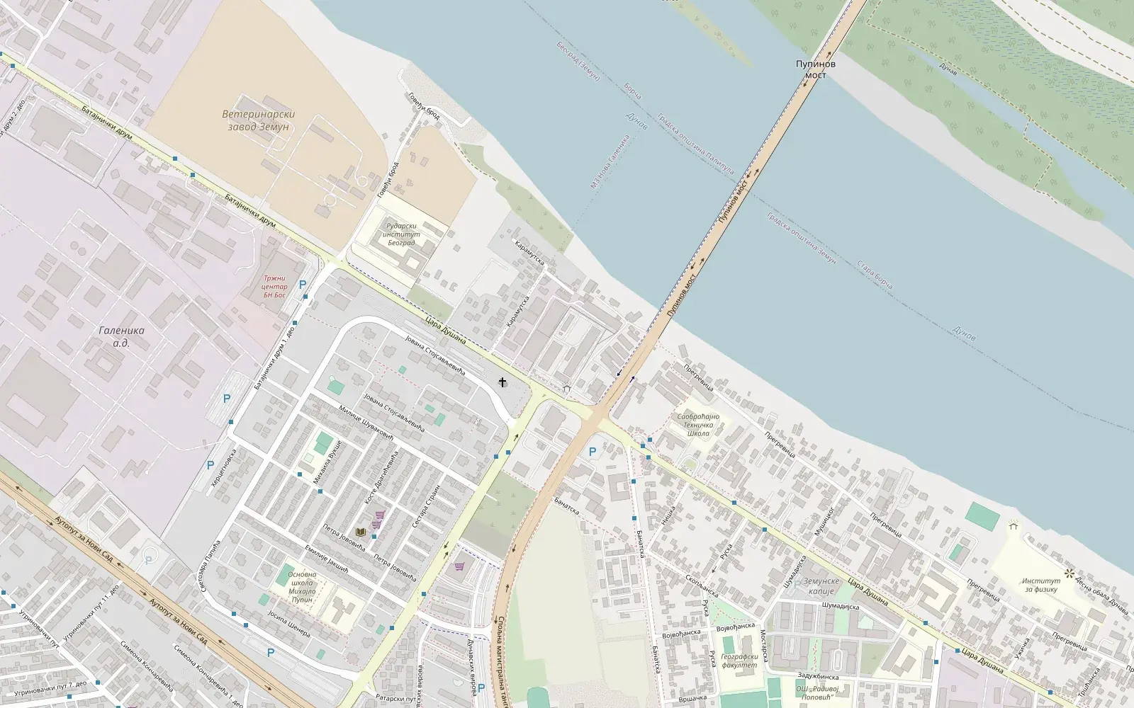 Mapa okoline adrese Cara Dušana 266 u Zemunu
